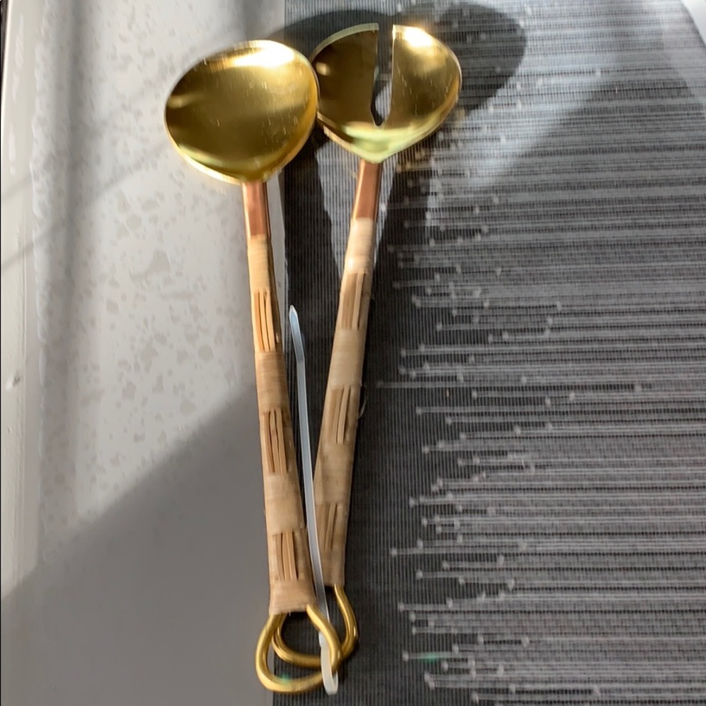 NWT Anthropologie Salat Serving Fork and Spoon set